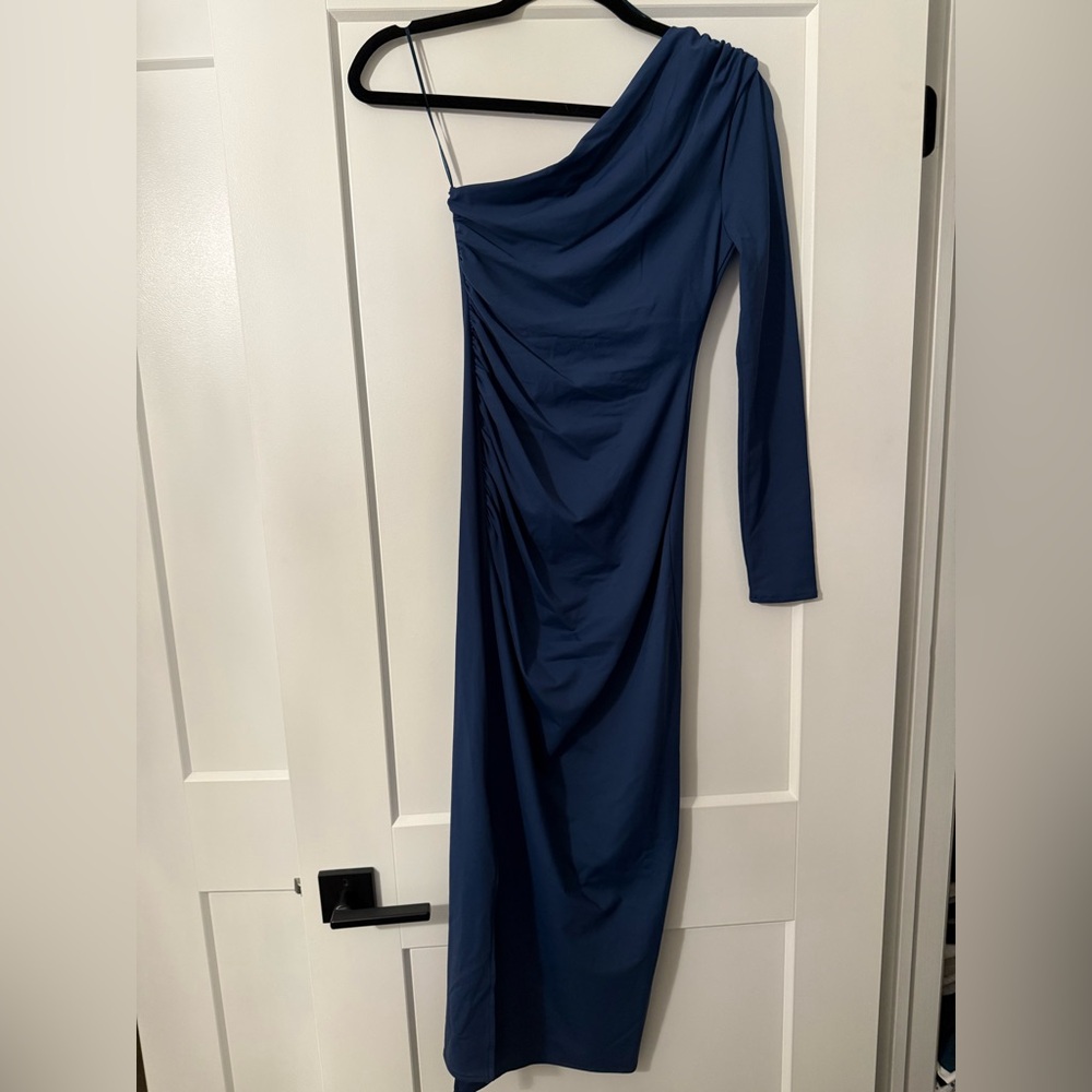 Zara Blue One-Shoulder Midi Dress